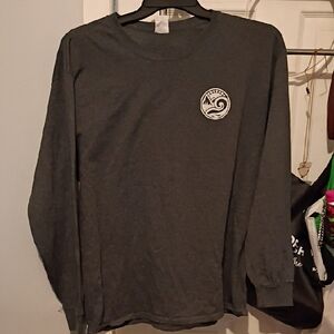 Long-Sleeve Crewneck Shirt - Charcoal with Small Chest Emblem